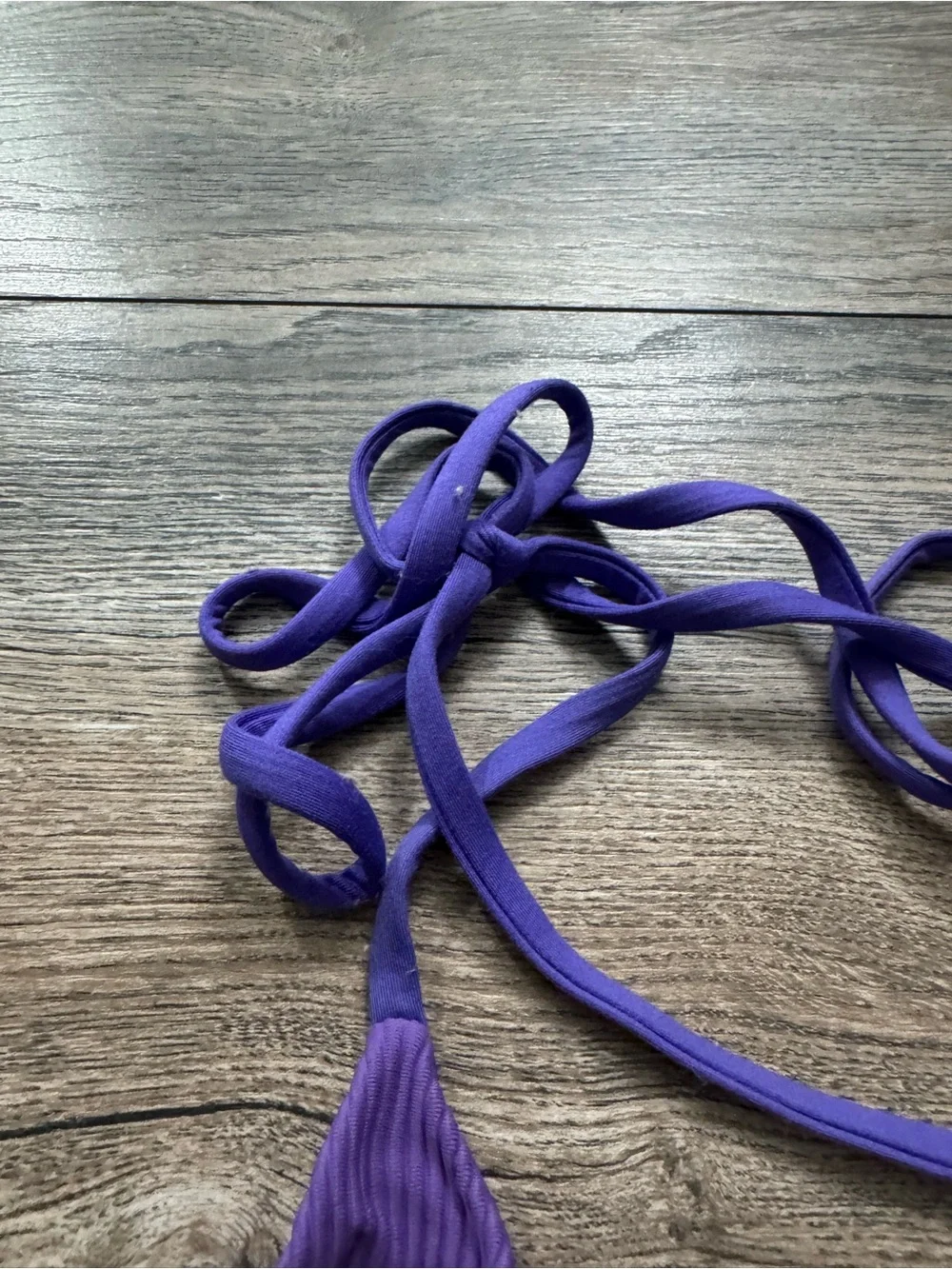 Frankie's Bikinis Purple Ribbed Triangle Tie-Side Bikini